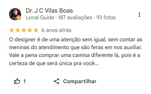 Avaliação real do cliente Dr. J.C. Vilas Boas